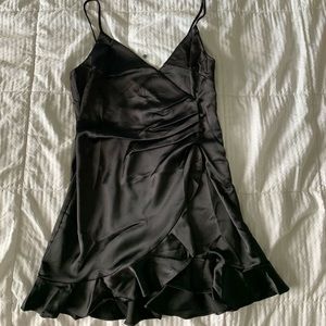Forever 21 Black Satin Wrap Dress